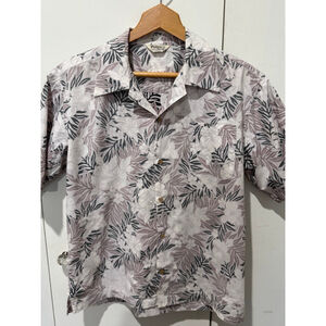 Men's Palina Surf Casual Button Down Shirt L White mauve Gray tropical Floral